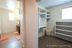 Master bathroom and walk in closet with lots of storage space